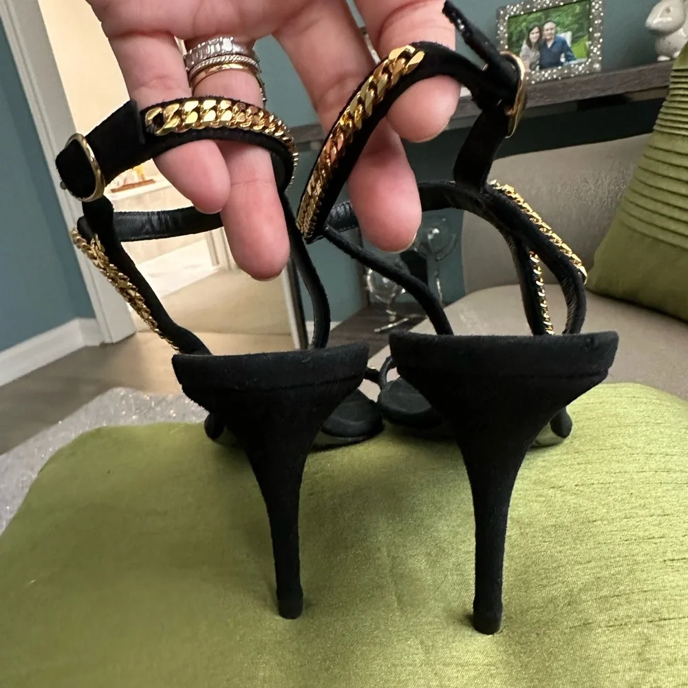 Giuseppe Coline Gold Chain Suede Sandal - Picture 3 of 6